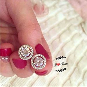 Sterling silver CZ Halo Stud Earrings